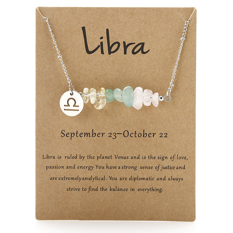 Stone Rough Stone 12 Constellation Gravel Combination Necklace