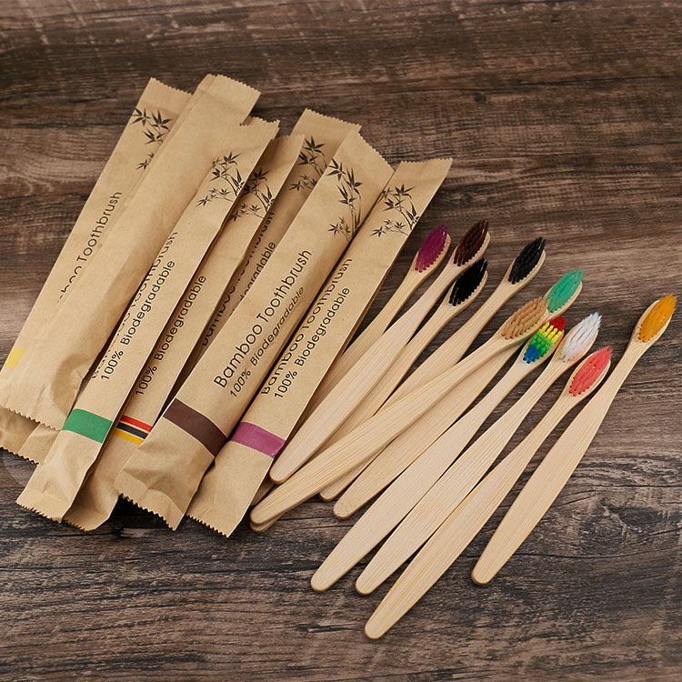 Healthy 10Pcs Colorful Toothbrush Natural Bamboo Tooth Brush Set Soft Bristle Charcoal Teeth Eco Bamboo Toothbrushes Dental Oral Care