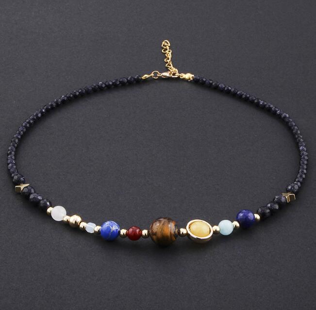 Cosmic Galaxy Solar System Eight Planet Necklaces
