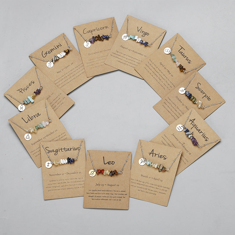 Stone Rough Stone 12 Constellation Gravel Combination Necklace