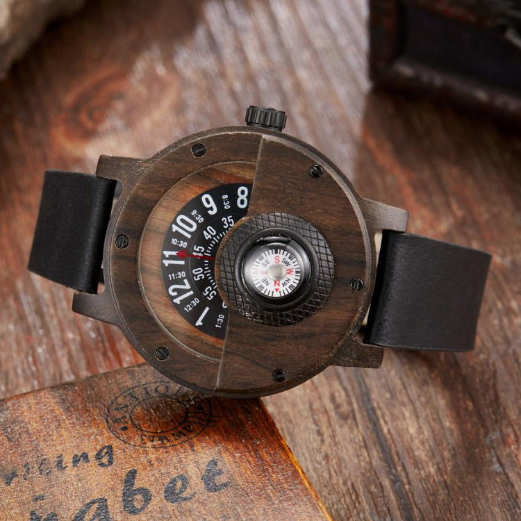 Multifunctional Compass Wooden Watch