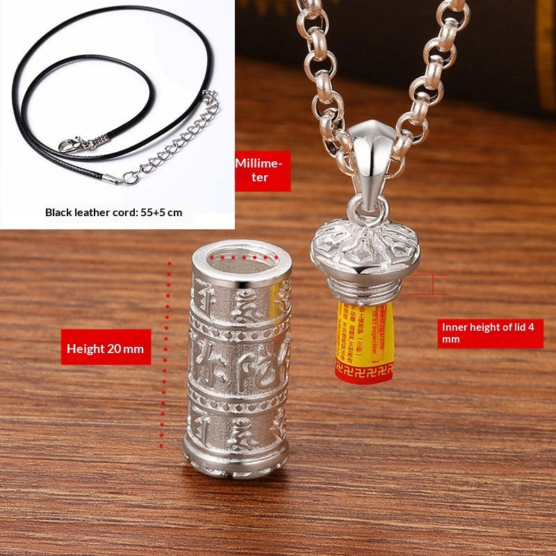 Six-Character Mantra Pendant Necklace In Ethnic Style With The Lengyan Mantra