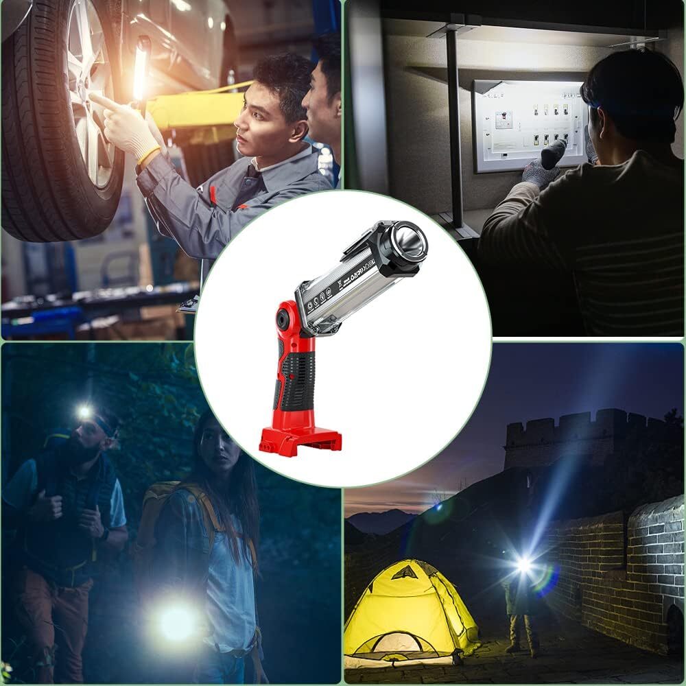 Cordless LED Work Light For Milwaukee 18v Battery 35W 2000MLM Floodlight Torch