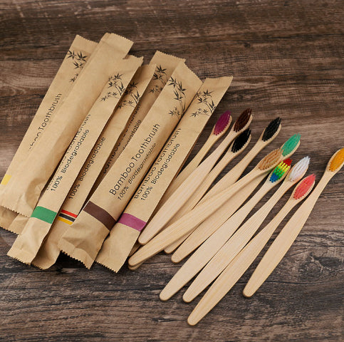 Healthy 10Pcs Colorful Toothbrush Natural Bamboo Tooth Brush Set Soft Bristle Charcoal Teeth Eco Bamboo Toothbrushes Dental Oral Care