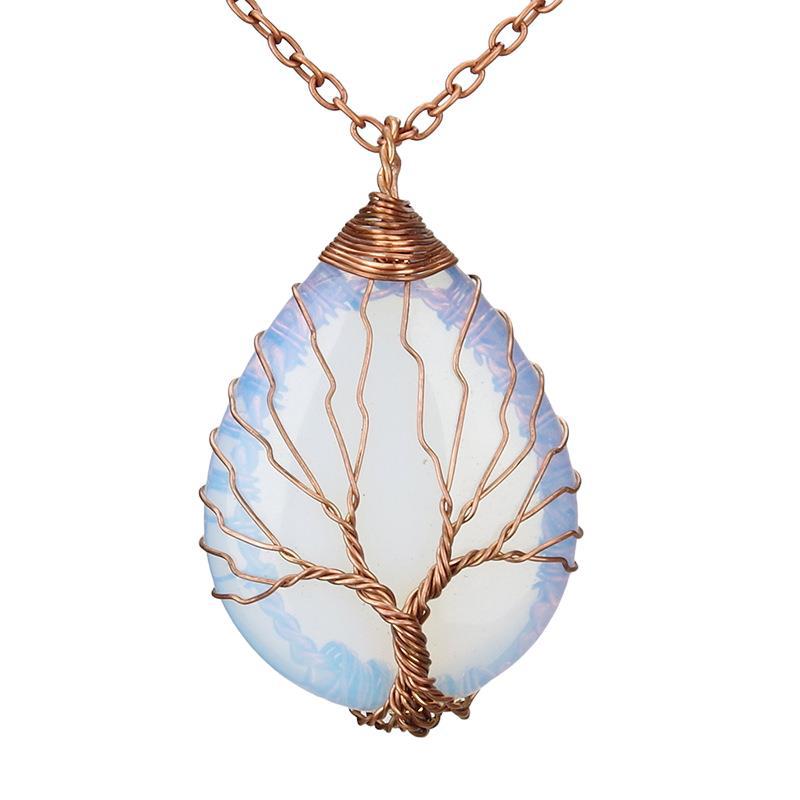 positive energy Natural Stone Pendant Necklace Handmade Life Tree Ornament
