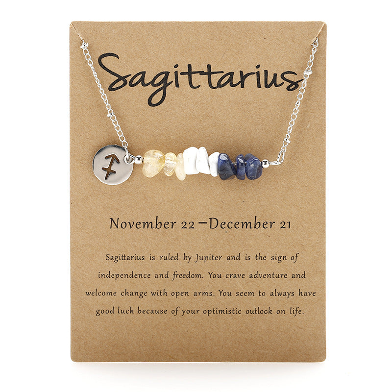 Stone Rough Stone 12 Constellation Gravel Combination Necklace