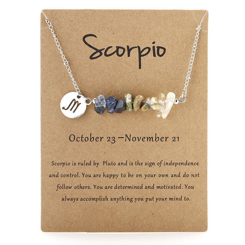 Stone Rough Stone 12 Constellation Gravel Combination Necklace
