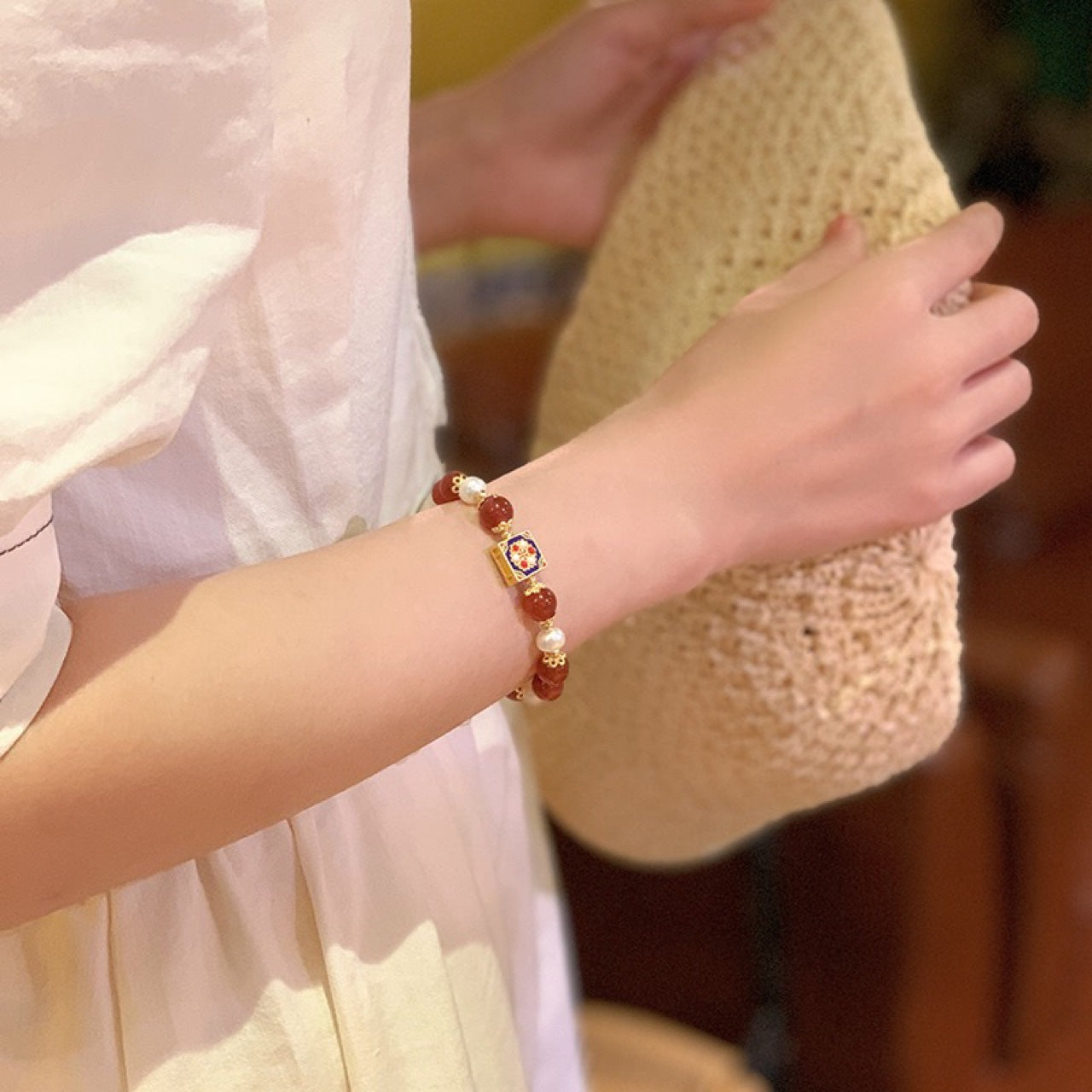 Light Luxury Minority Red Agate Pearl Bracelet Lucky Bracelet Female