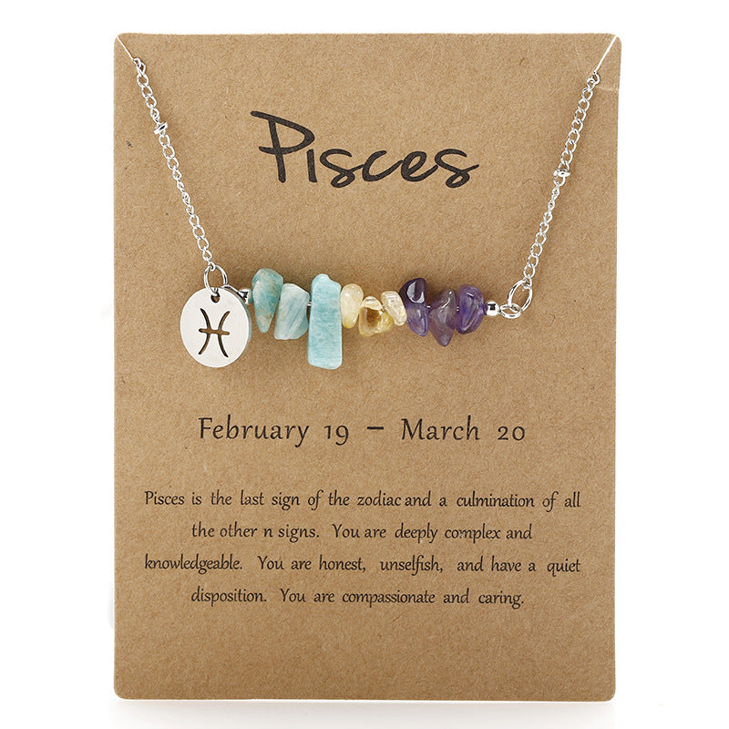 Stone Rough Stone 12 Constellation Gravel Combination Necklace