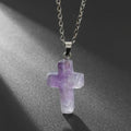 Natural Stone Agate Stone Cross Pendant Necklace