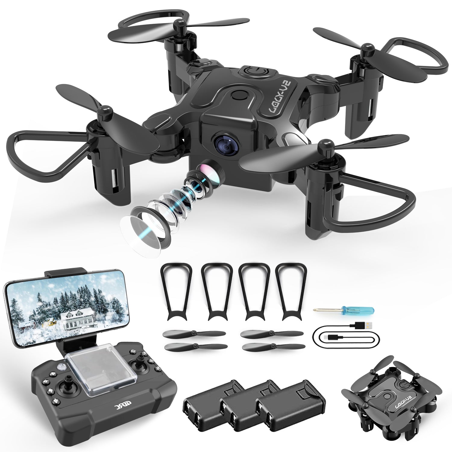 AU  V2 Mini Drone Selfie WIFI FPV With HD Camera Foldable Arm RC Quadcopter Toy.