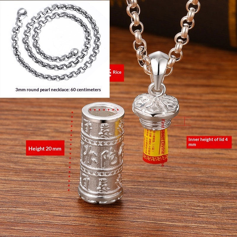 Six-Character Mantra Pendant Necklace In Ethnic Style With The Lengyan Mantra