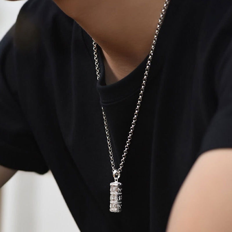 Six-Character Mantra Pendant Necklace In Ethnic Style With The Lengyan Mantra