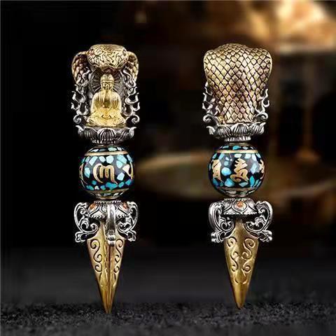 Six-character Mantra Rotating Turquoise Beads Vajra Pendant