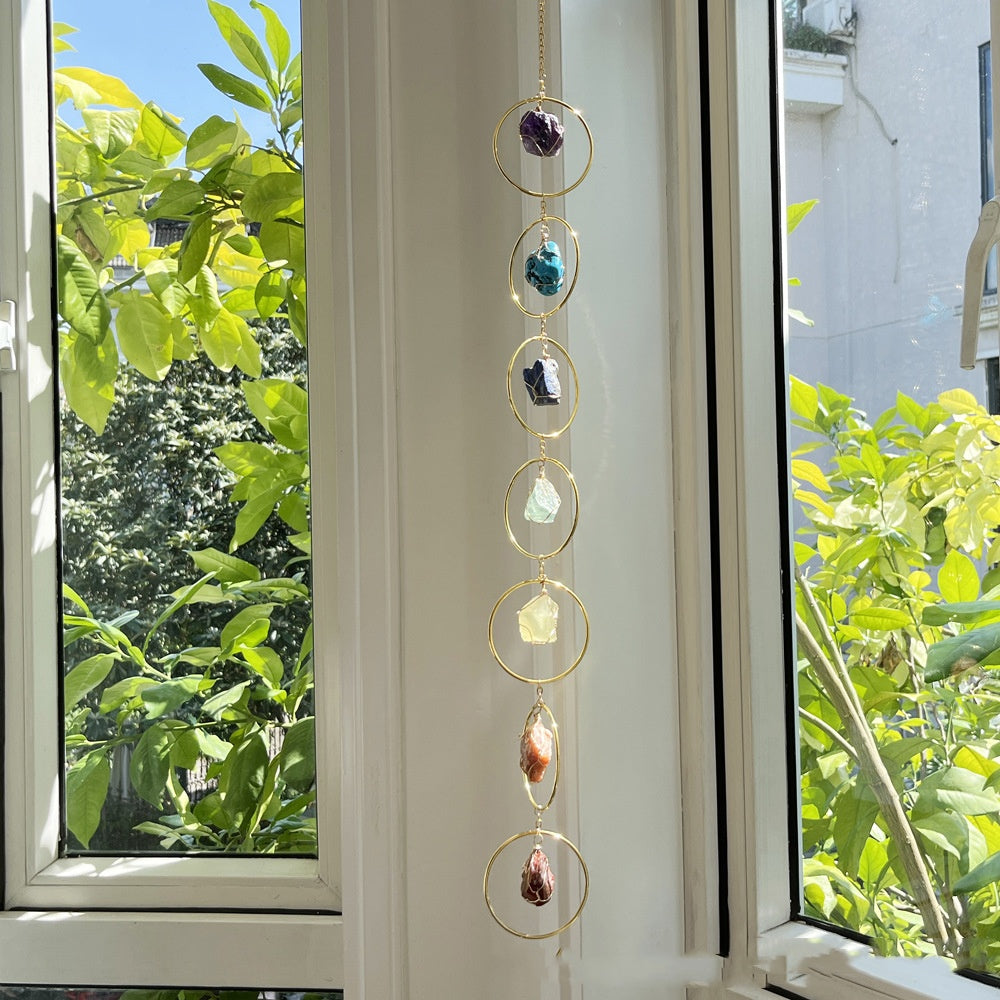 Energy healer Seven Colors Rough Stone Natural Crystal Energy Stone Sun Catcher Wind Chimes