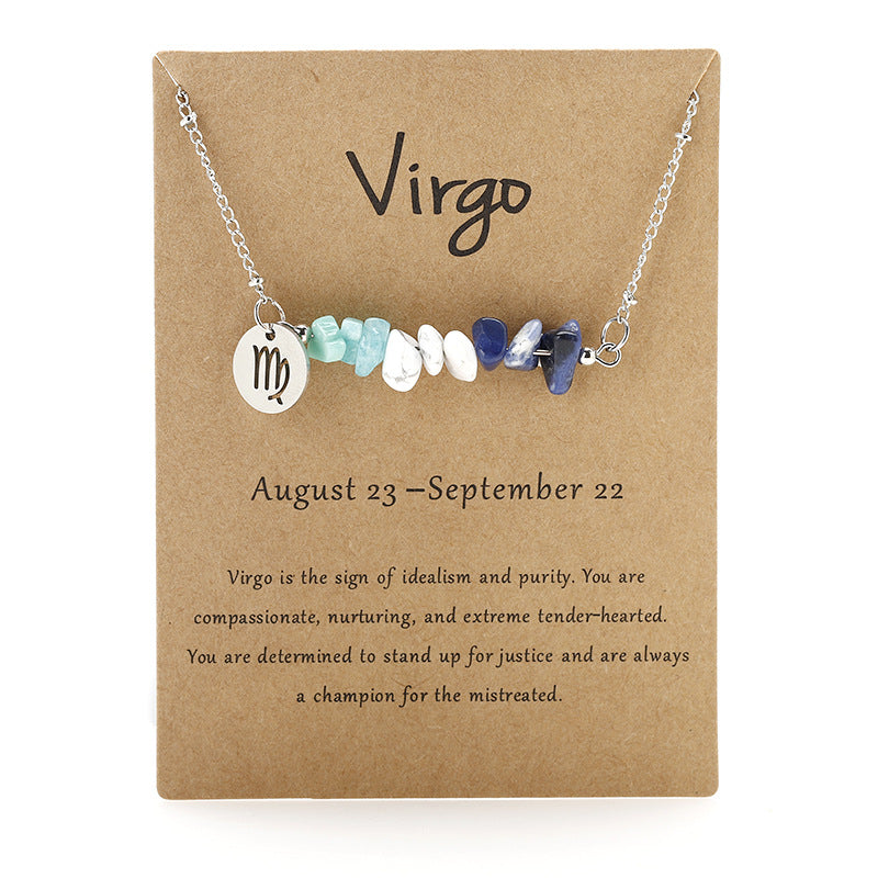 Stone Rough Stone 12 Constellation Gravel Combination Necklace
