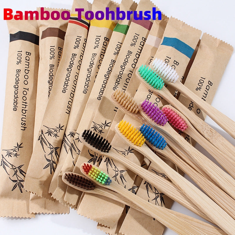 Healthy 10Pcs Colorful Toothbrush Natural Bamboo Tooth Brush Set Soft Bristle Charcoal Teeth Eco Bamboo Toothbrushes Dental Oral Care