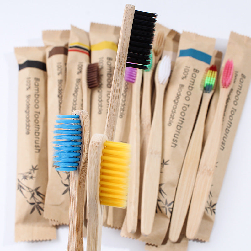 Healthy 10Pcs Colorful Toothbrush Natural Bamboo Tooth Brush Set Soft Bristle Charcoal Teeth Eco Bamboo Toothbrushes Dental Oral Care