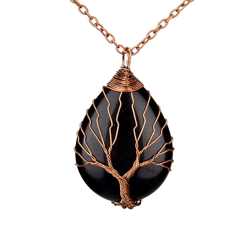 positive energy Natural Stone Pendant Necklace Handmade Life Tree Ornament