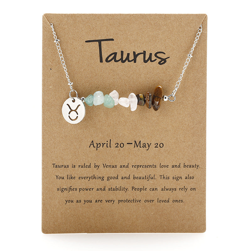 Stone Rough Stone 12 Constellation Gravel Combination Necklace