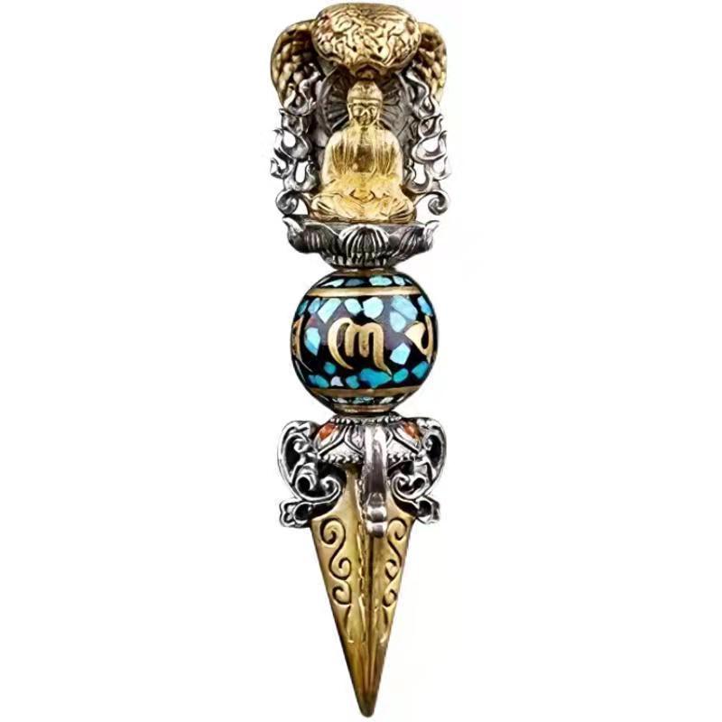Six-character Mantra Rotating Turquoise Beads Vajra Pendant
