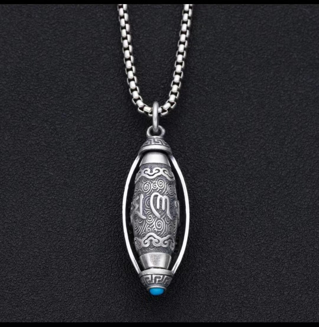 Six Character Mantra Sutra Pendant Necklace
