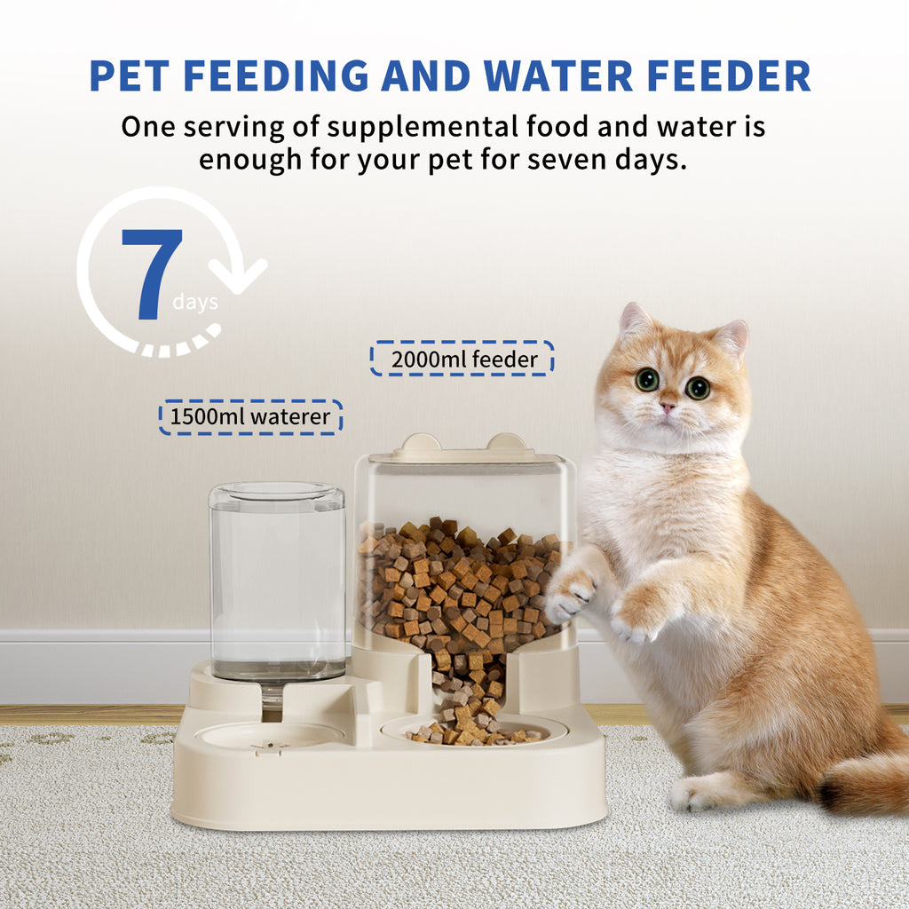 Transparent And Visible Pet Feeding And Drinking Dispenser