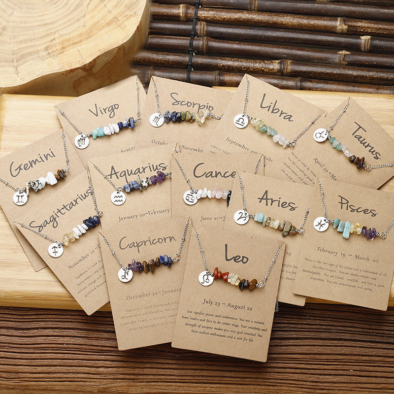 Stone Rough Stone 12 Constellation Gravel Combination Necklace