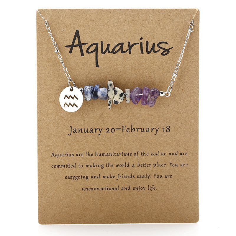 Stone Rough Stone 12 Constellation Gravel Combination Necklace