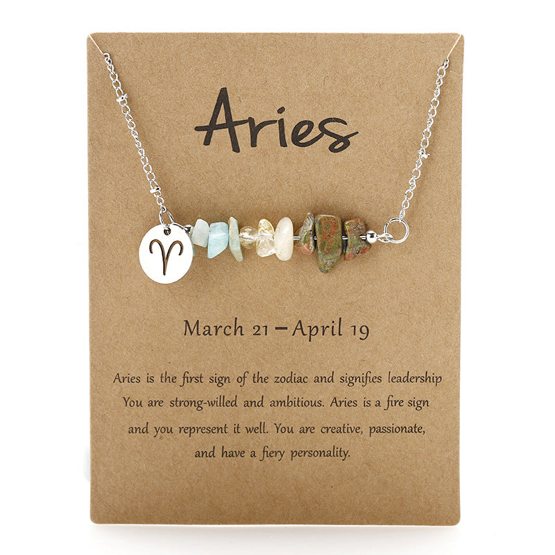 Stone Rough Stone 12 Constellation Gravel Combination Necklace