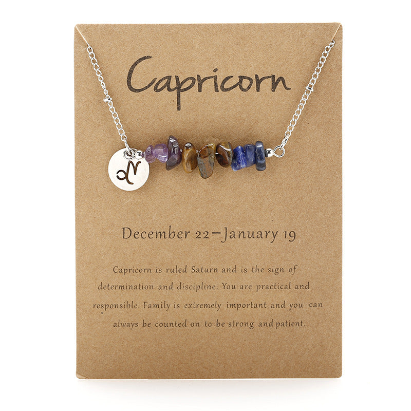 Stone Rough Stone 12 Constellation Gravel Combination Necklace