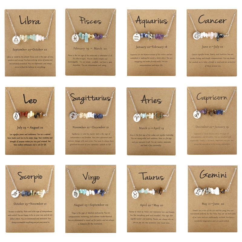Stone Rough Stone 12 Constellation Gravel Combination Necklace