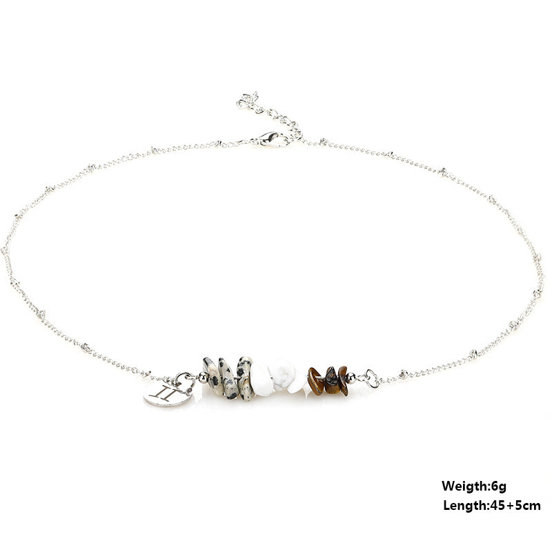 Stone Rough Stone 12 Constellation Gravel Combination Necklace