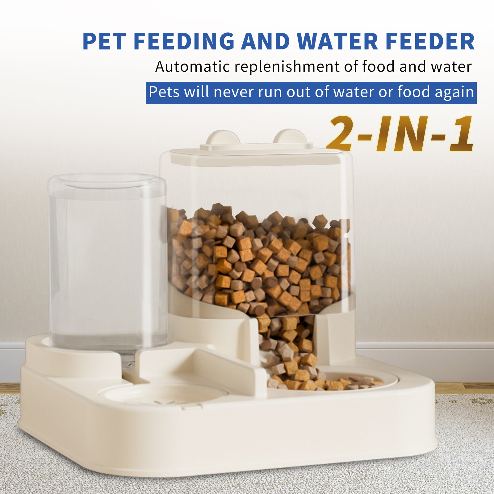 Transparent And Visible Pet Feeding And Drinking Dispenser