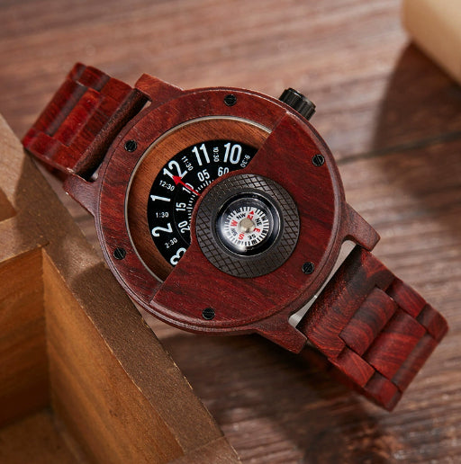 Multifunctional Compass Wooden Watch