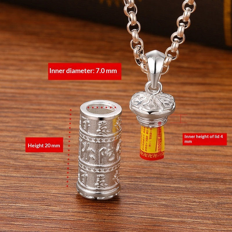 Six-Character Mantra Pendant Necklace In Ethnic Style With The Lengyan Mantra