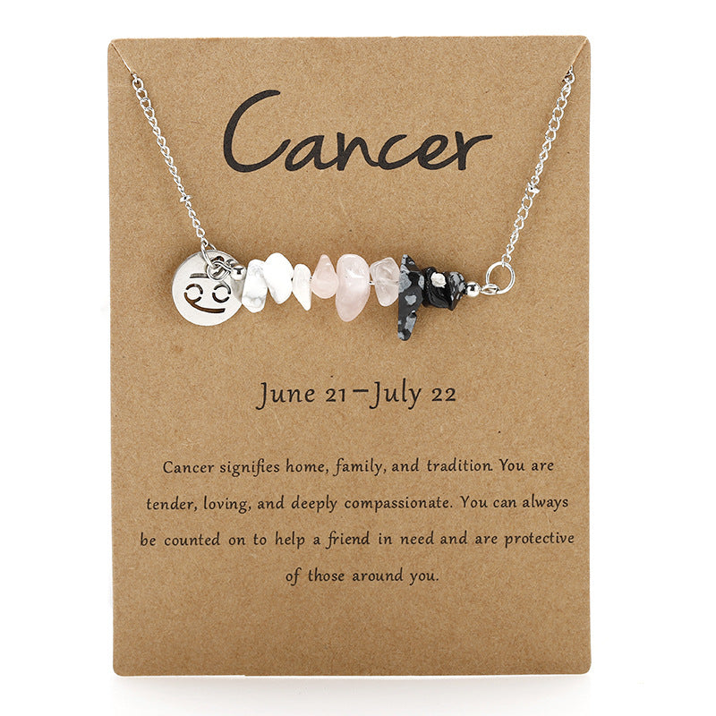Stone Rough Stone 12 Constellation Gravel Combination Necklace