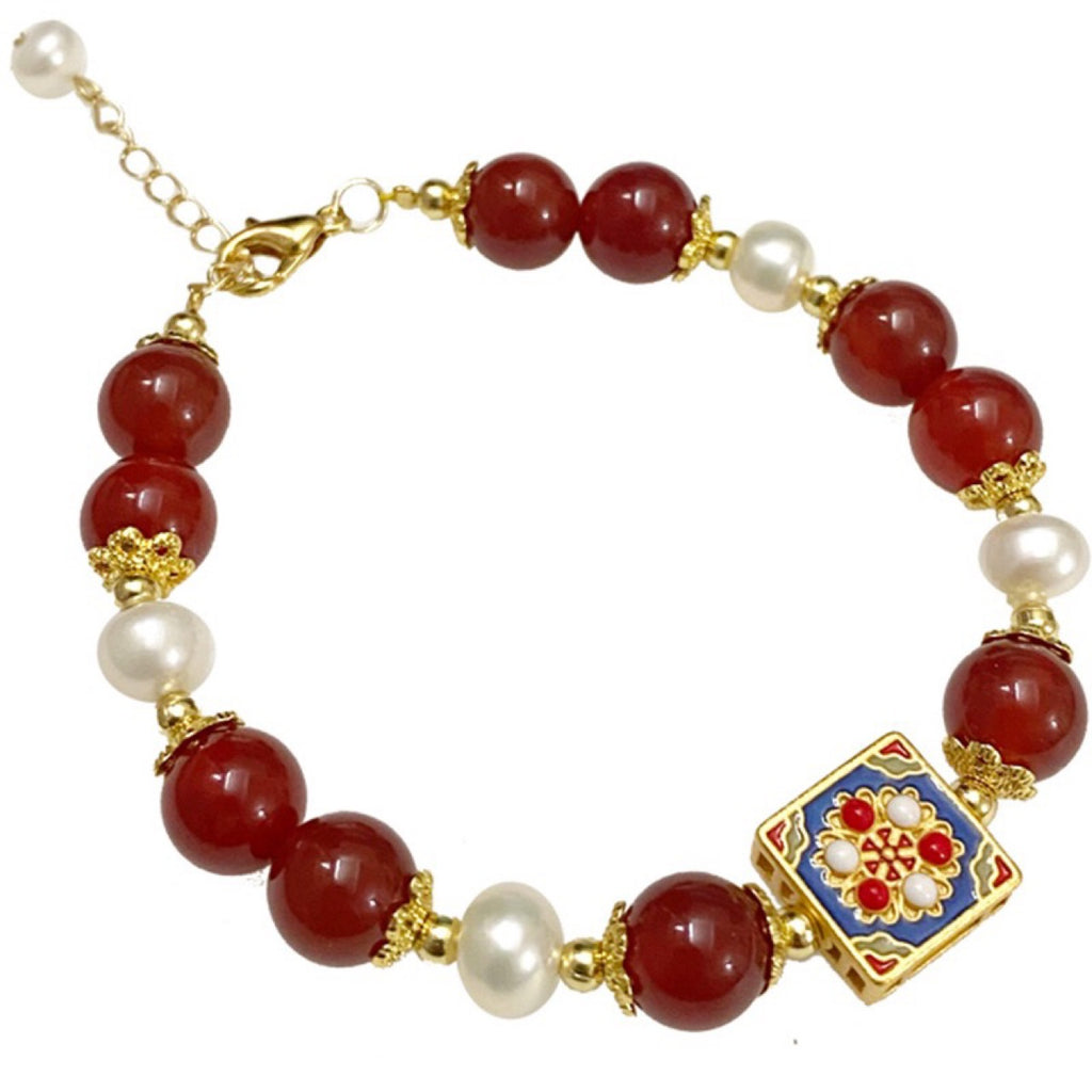 Light Luxury Minority Red Agate Pearl Bracelet Lucky Bracelet Female
